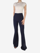 Load image into Gallery viewer, Blue high-rise flared trousers - size UK 8 Trousers Safiyaa 
