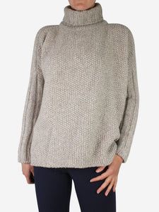 Bamford Neutral high-neck wool jumper - size M