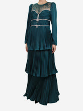 Load image into Gallery viewer, Green tiered maxi dress - size UK 12 Dresses self-portrait 

