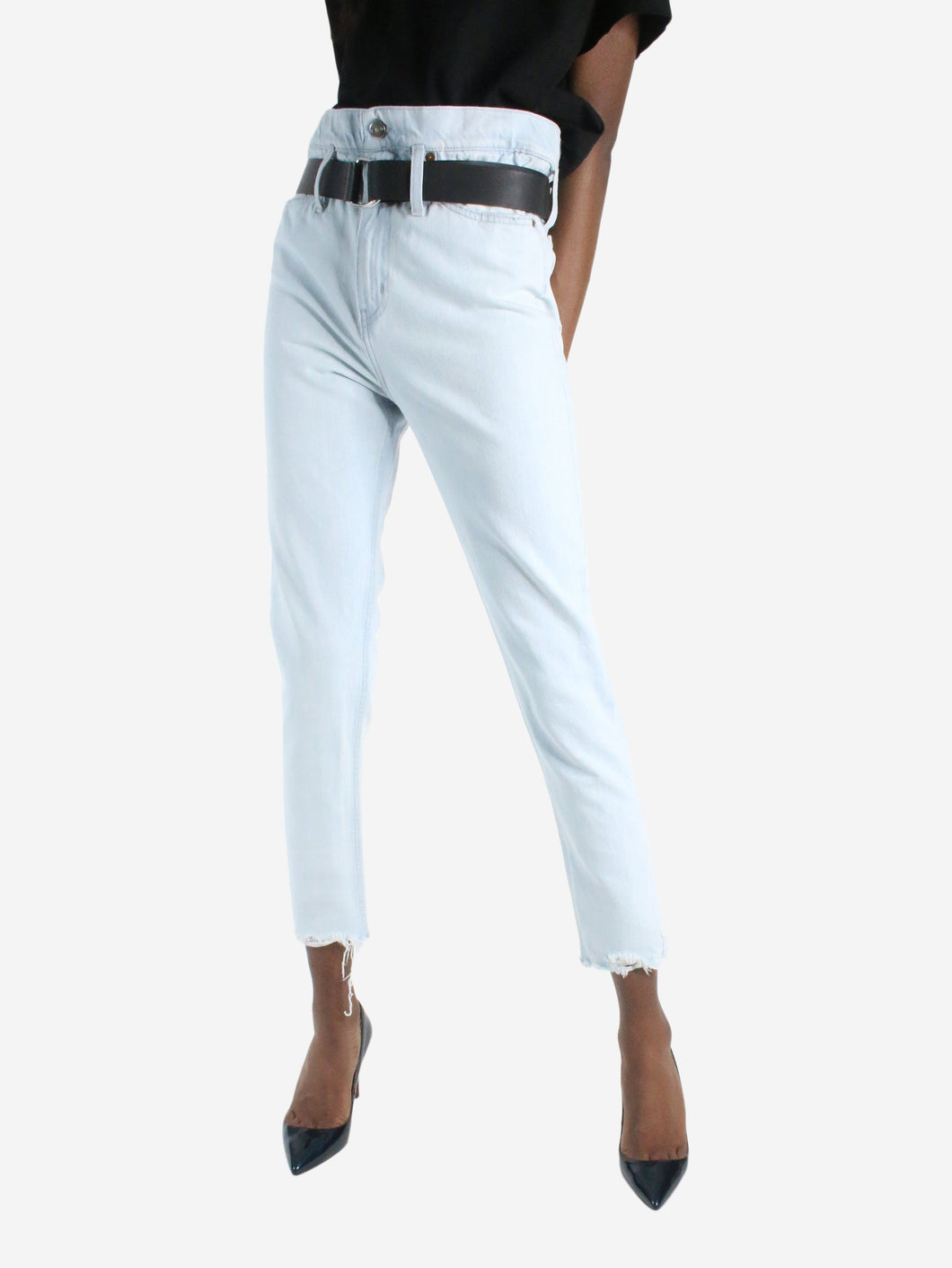 Blue belted straight-leg jeans - size W24 Trousers Iro 