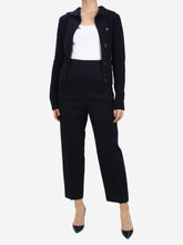 Load image into Gallery viewer, Blue high-rise cut wool cropped trousers - size UK 10 Trousers Celine 
