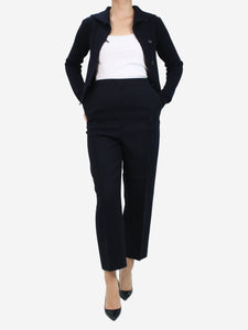Celine Blue high-rise cut wool cropped trousers - size UK 10