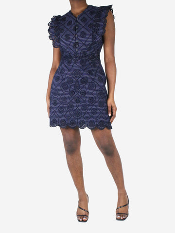 Blue sleeveless embroidered dress - size US 8 Dresses Sea New York 