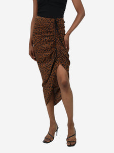 Diane Von Furstenberg Brown ruched leopard print skirt - size US 2