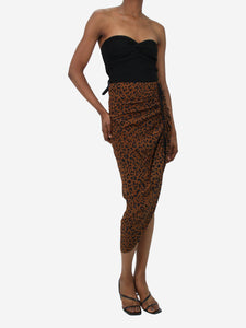 Diane Von Furstenberg Brown ruched leopard print skirt - size US 2