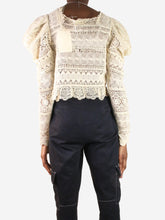 Load image into Gallery viewer, Neutral lace embroidered long sleeve blouse - size UK 8 Tops Ulla Johnson 
