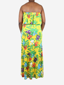 Nieves Lavi Yellow floral maxi dress with belt - size M