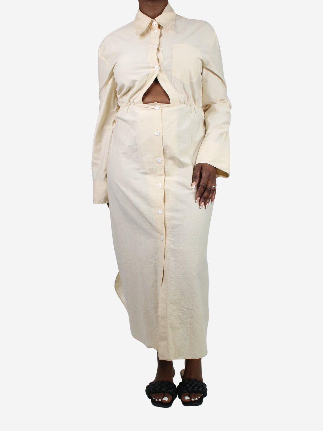 Cream cutout shirt dress - size L Dresses Nanushka 