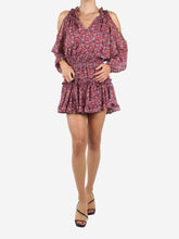 Load image into Gallery viewer, Purple floral printed mini dress - size S Dresses Misa 
