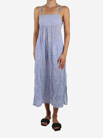 Blue check strap midi dress - size UK 10 Dresses Belize 