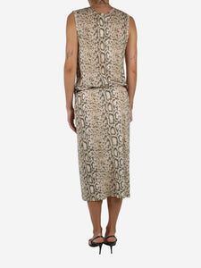 Zimmermann Neutral snake print tank midi dress - size UK 10