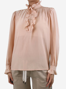 Stella McCartney Pink ruffle collar silk top - size UK 8