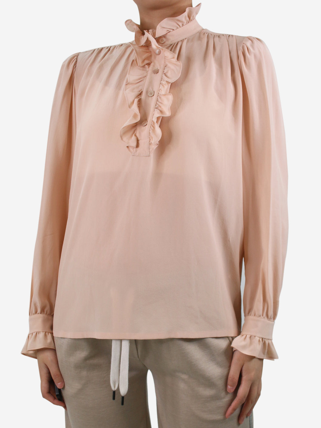Pink ruffle collar silk top - size UK 8 Tops Stella McCartney 
