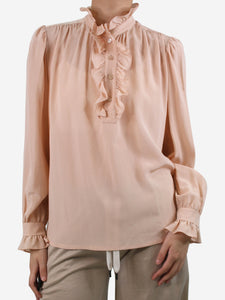 Stella McCartney Pink ruffle collar silk top - size UK 8