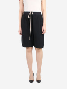 Rick Owens Black elasticated shorts - size UK 8