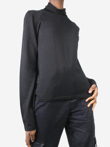 The Row Black roll-neck top - size M