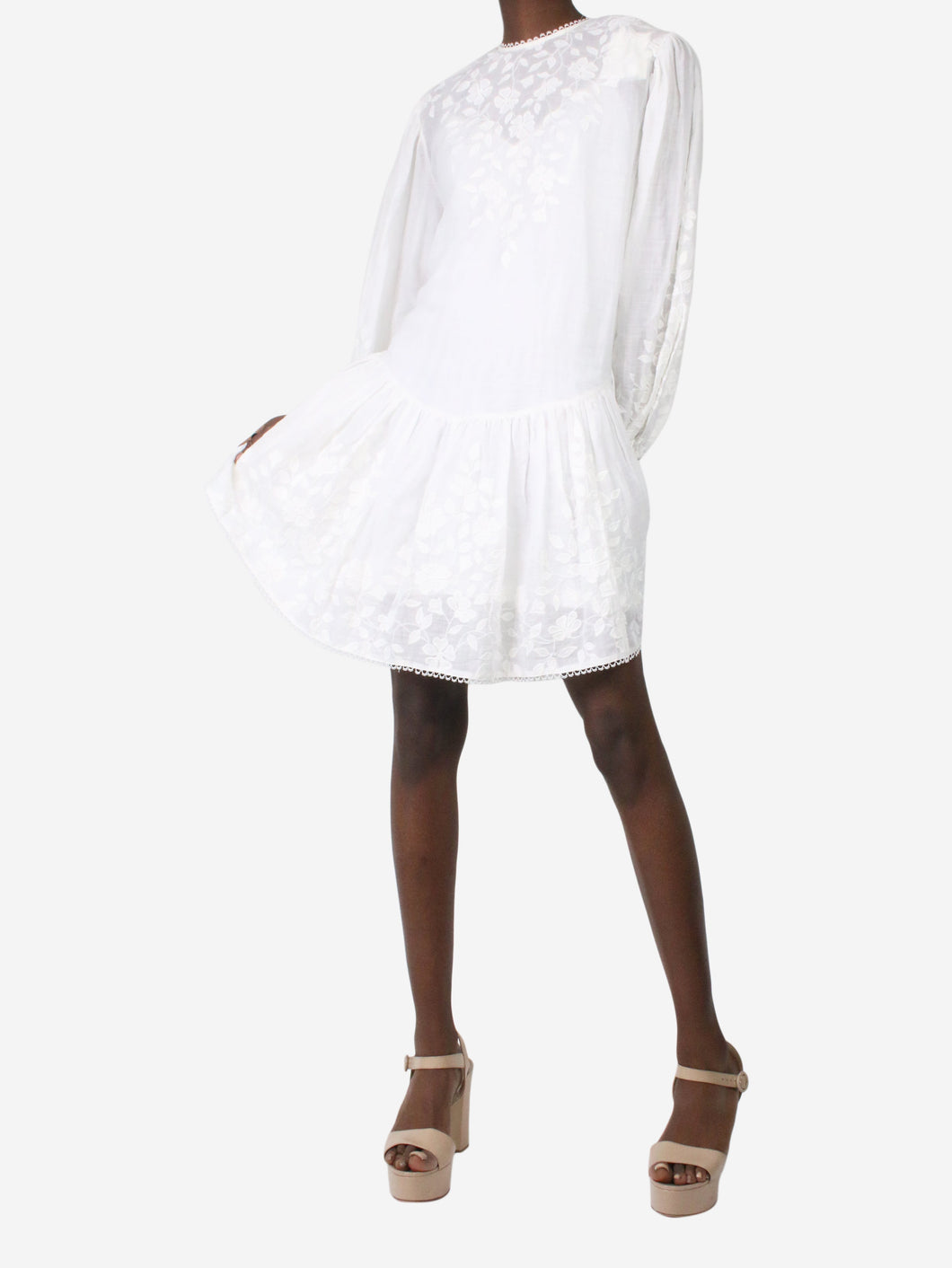 White floral embroidered mini dress - size UK 10 Dresses Zimmermann 