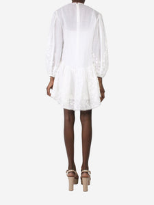 Zimmermann White floral embroidered mini dress - size UK 10