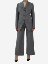 Load image into Gallery viewer, Grey high-rise cut wool trousers and blazer set - size UK 8 Sets Toteme 
