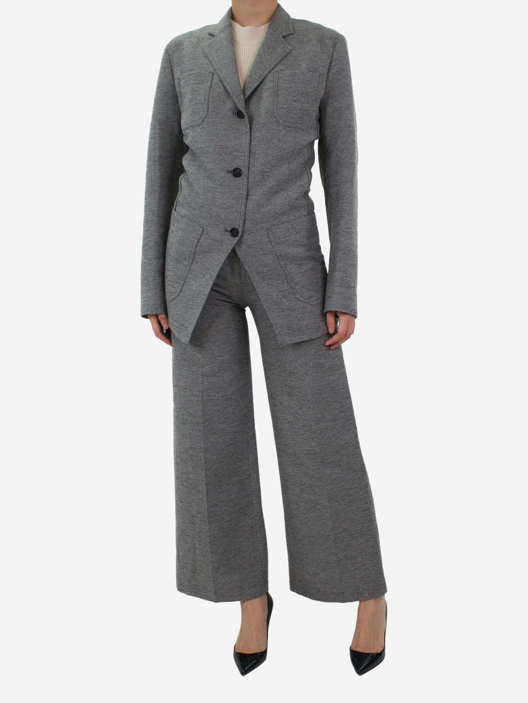 Grey high-rise cut wool trousers and blazer set - size UK 8 Sets Toteme 