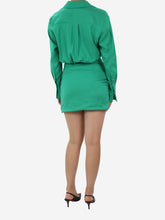 Load image into Gallery viewer, Green draped silk mini dress - size S Dresses Gauge81 

