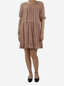 N°21 Pink lace long sleeve mini dress - size UK 14