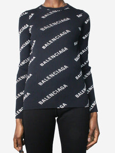 Balenciaga Black logo printed long-sleeved top - size M