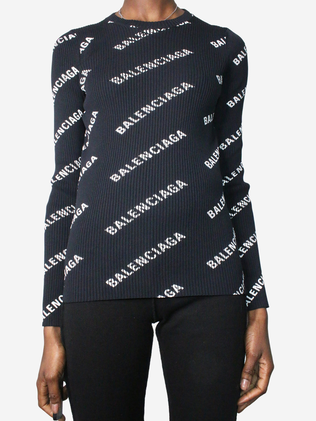 Black logo printed long-sleeved top - size M Tops Balenciaga 