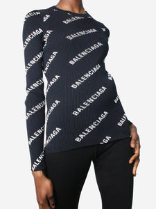 Balenciaga Black logo printed long-sleeved top - size M