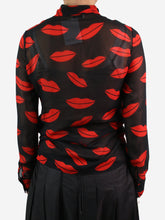 Load image into Gallery viewer, Black sheer lips printed neck-tie blouse - size FR 36 Tops Saint Laurent 
