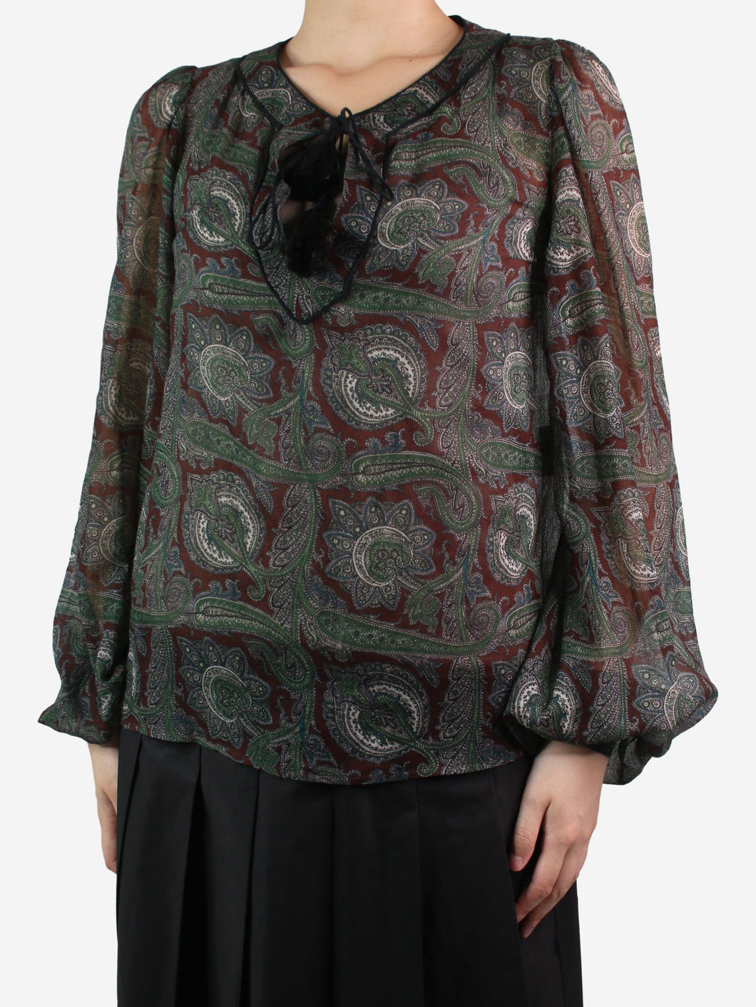Green sheer paisley blouse - size FR 34 Tops Saint Laurent 
