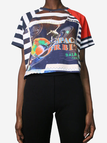 Multi space orbit cropped t-shirt - size S Tops Balmain 