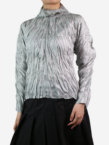 Pleats Please Grey crinkled high-neck tops - Brand size 3