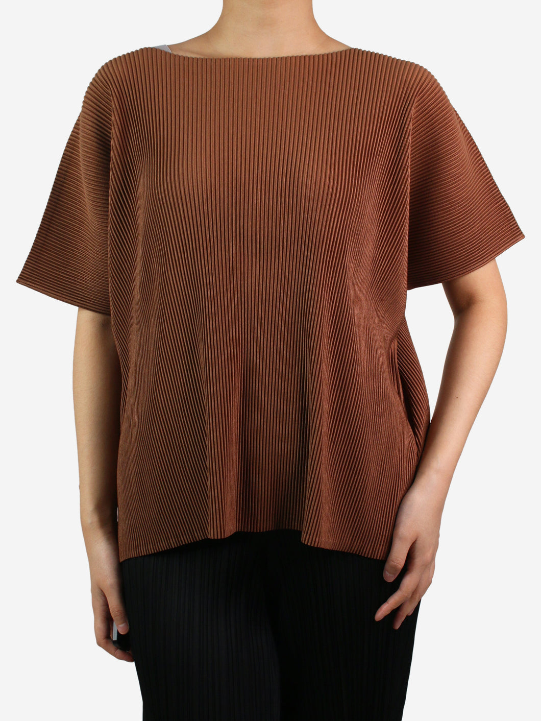 Brown pleated top - Brand size 3 Tops Pleats Please 