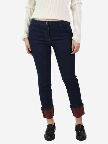 Blue cropped contrasting cuff jeans - size UK 10 Trousers Bottega Veneta 