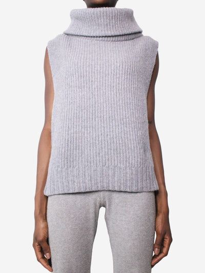 Grey ribbed roll-neck sweater vest - size L Knitwear Barneys New york 