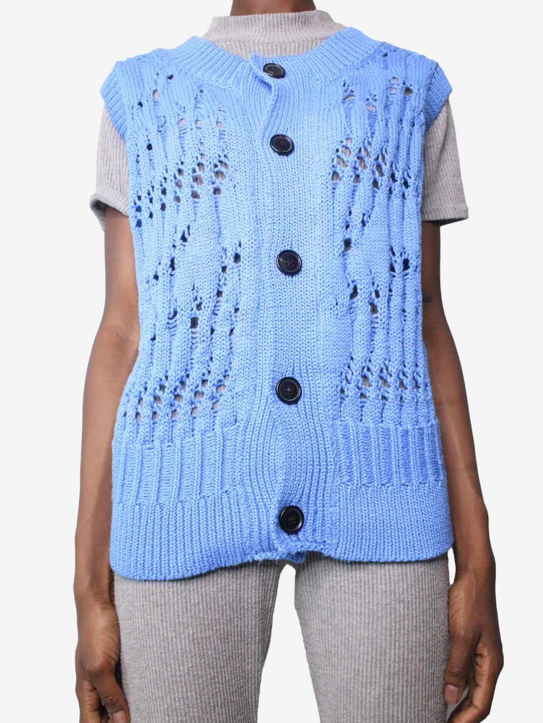 Blue sleeveless chunky ribbed cardigan - size XS Knitwear Namacheko 
