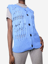 Load image into Gallery viewer, Blue sleeveless chunky ribbed cardigan - size XS Knitwear Namacheko 
