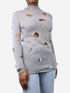 Prada Grey hole knit sweater - size IT 42
