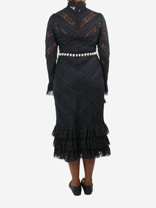 Zimmermann Black high-neck lace dress with belt and slip - size UK 14