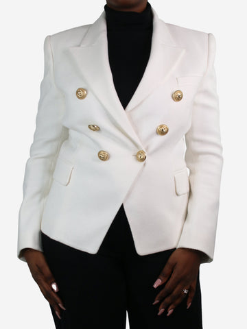 White double-breasted textured blazer - size FR 42 Coats & Jackets Balmain 