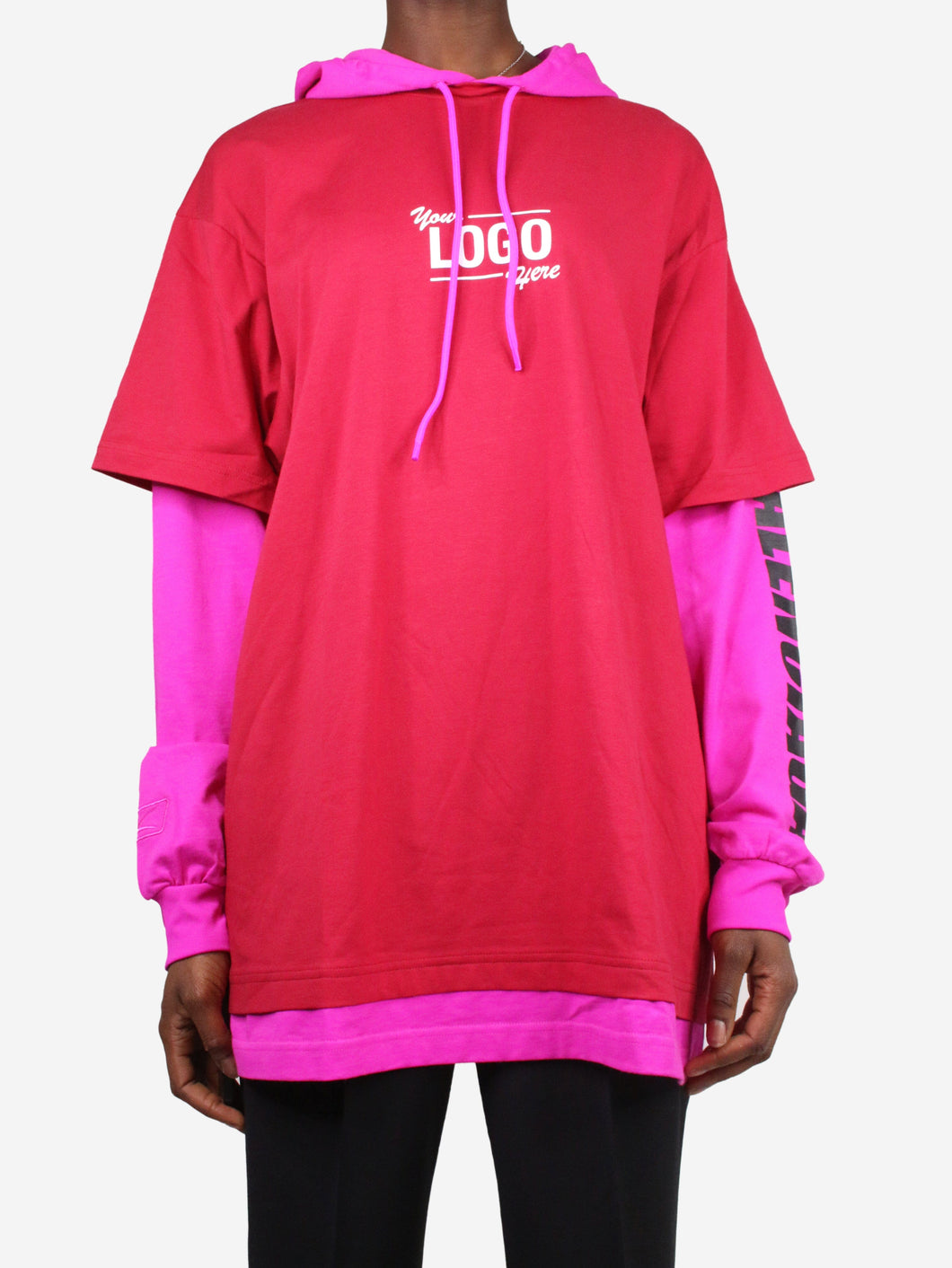 Red faux layer hoodie - size XS Tops Balenciaga 