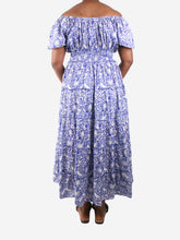 Load image into Gallery viewer, Blue floral off-the-shoulder maxi dress - size L Dresses Pink City Prints 
