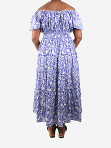 Pink City Prints Blue floral off-the-shoulder maxi dress - size L