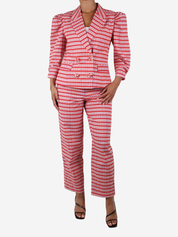 Pink check printed blazer and trouser set - size S Sets Celia B 