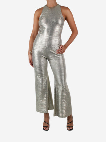 Silver sleeveless metallic jumpsuit - size UK 10 Jumpsuits Galvan London 