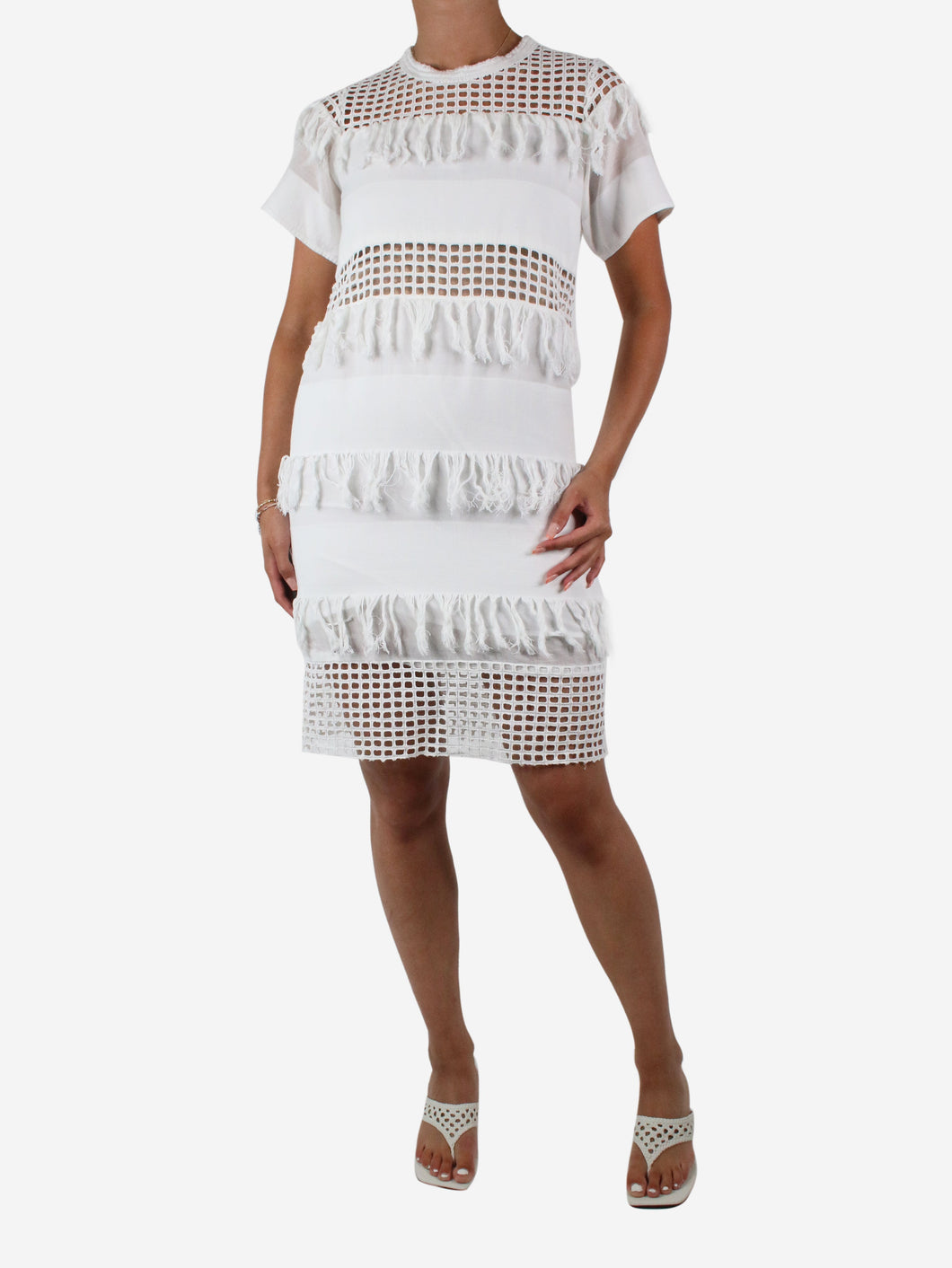 White fringed cutout dress - size US 4 Dresses Sea New York 