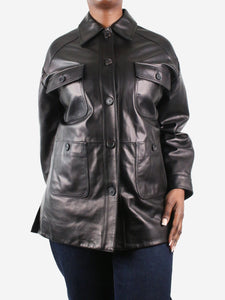 Excess Only Black leather button-up shacket- size L