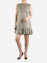 Load image into Gallery viewer, Gold metallic frayed sleeveless dress - size FR 38 Dresses A&#39;Marie 
