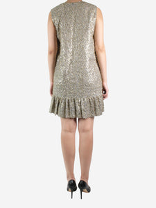 A'Marie Gold metallic frayed sleeveless dress - size FR 38